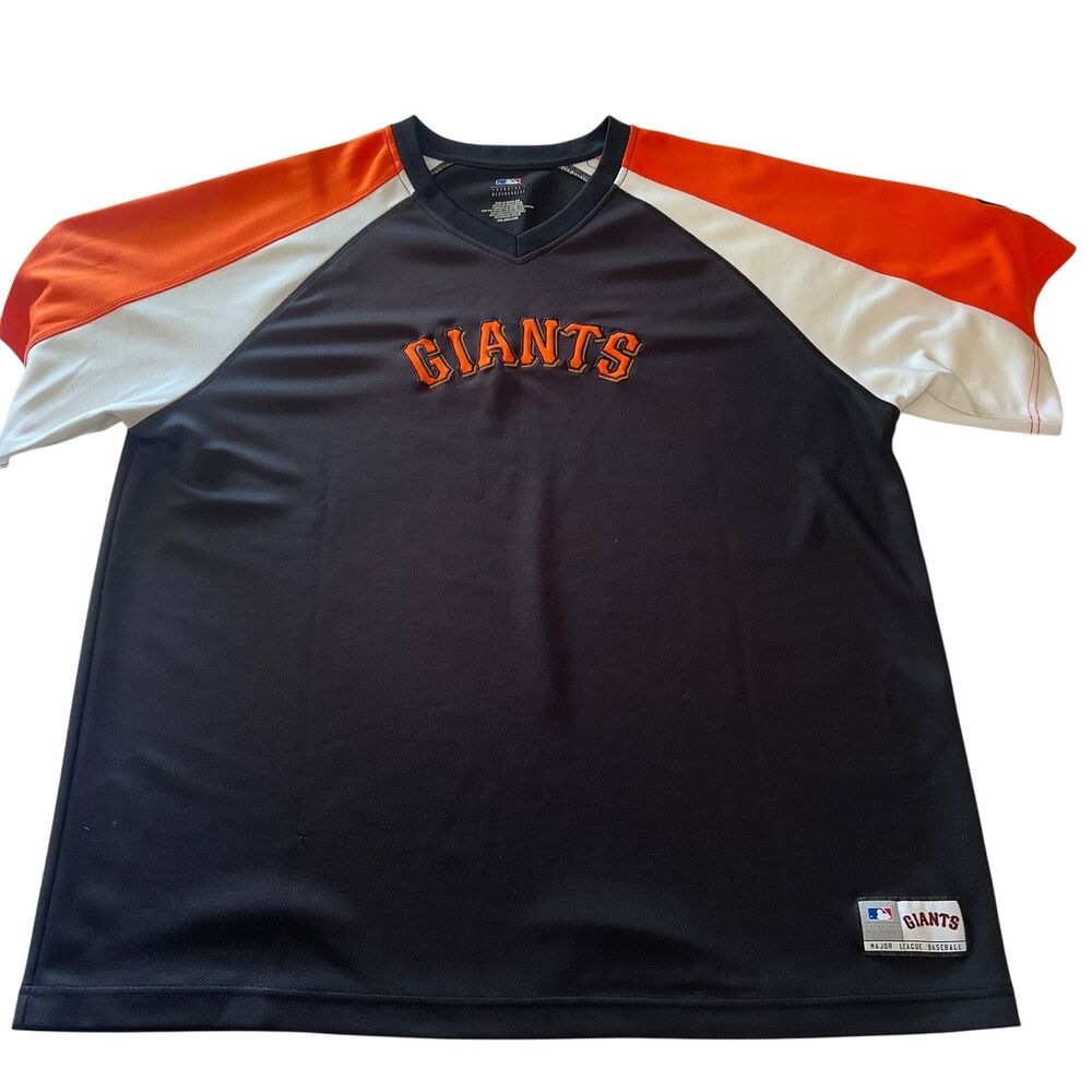 MLB Authentic San Francisco Giants Jersey Shirt Men’s 2XL Black Orange Raglan